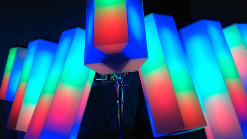 visual drums lighted with several colours